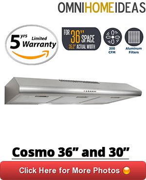 36 inch under cabinet range hood by cosmo