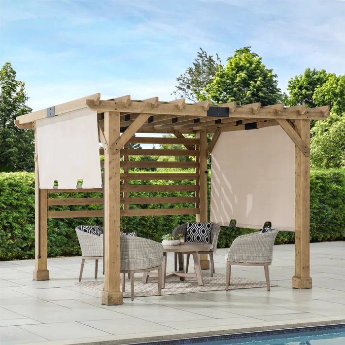 summercove wooden frame pergola with adjustable canopy 02