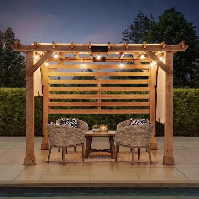 summercove wooden frame pergola with adjustable canopy 03