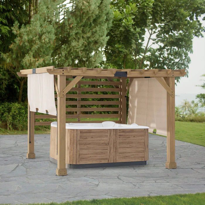 summercove wooden frame pergola with adjustable canopy 04