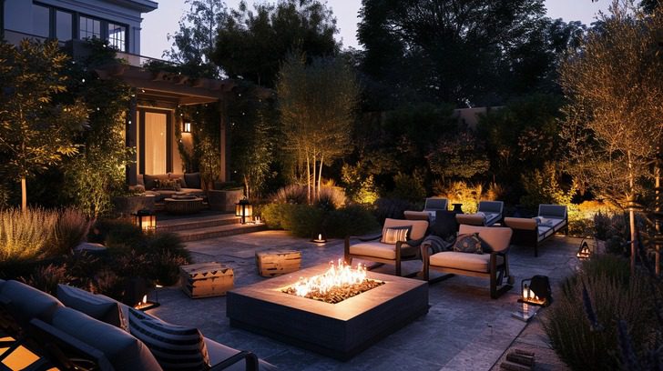 arianna huffington house in los angeles outdoor fire pits and lounges