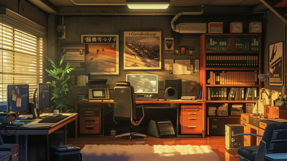 09 anime living room office room mashup