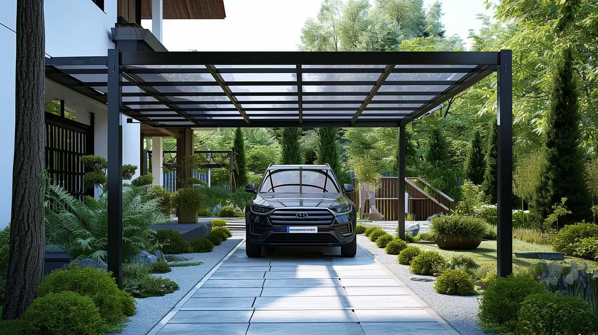 elegant carport with a transparent top