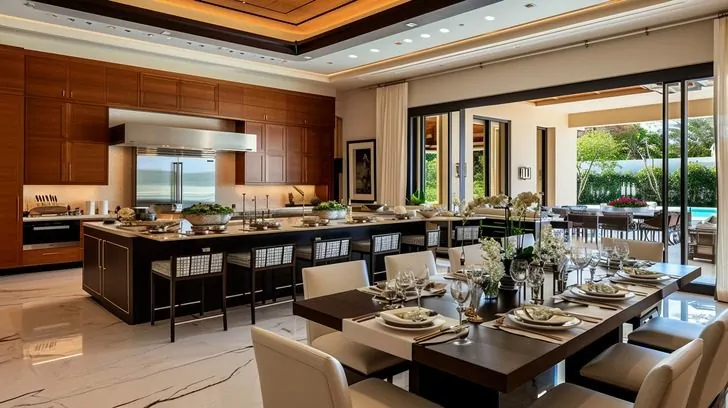 gloria estefan house in miami kitchen and dining