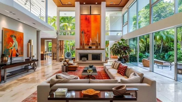 gloria estefan house in miami the living room