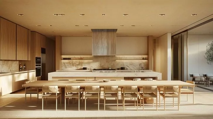 kanye wests house in malibu kitchen and dining area