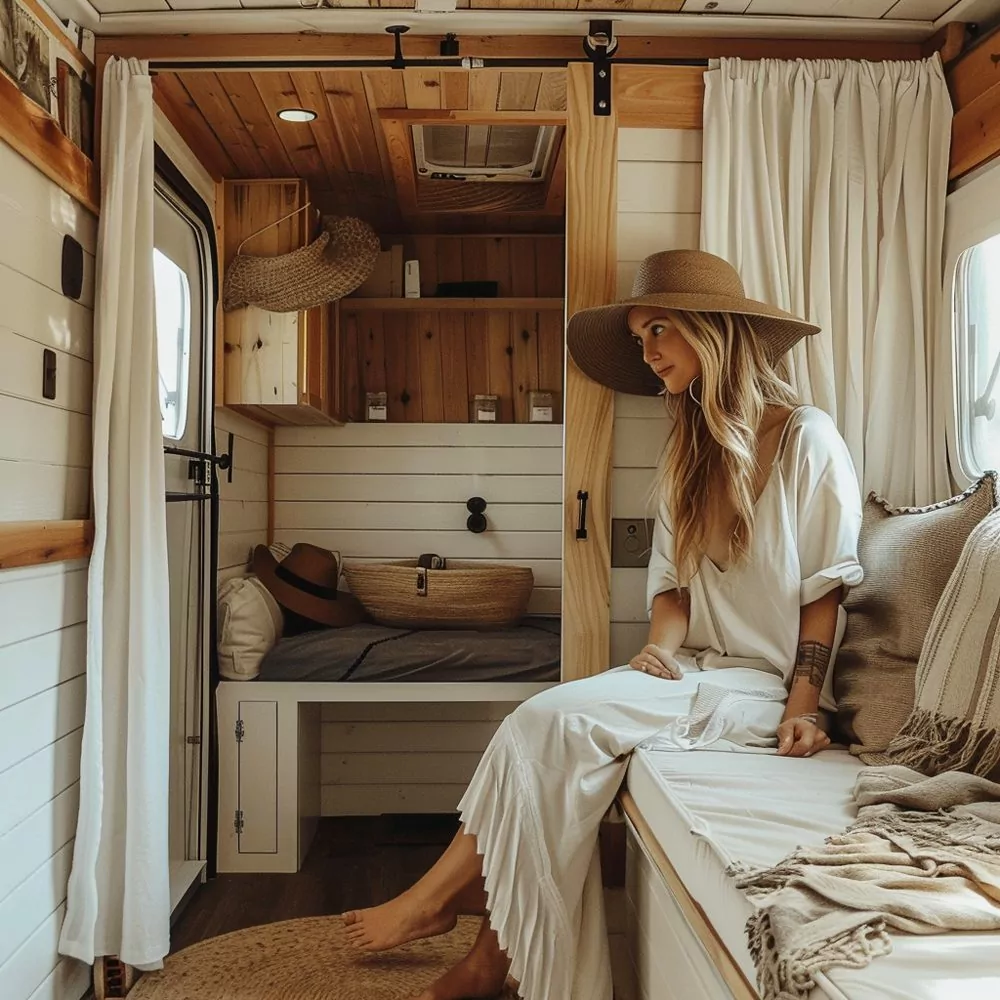 choose sliding doors or curtains in small camper 04