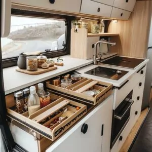 design a smart kitchen space in small camper 01