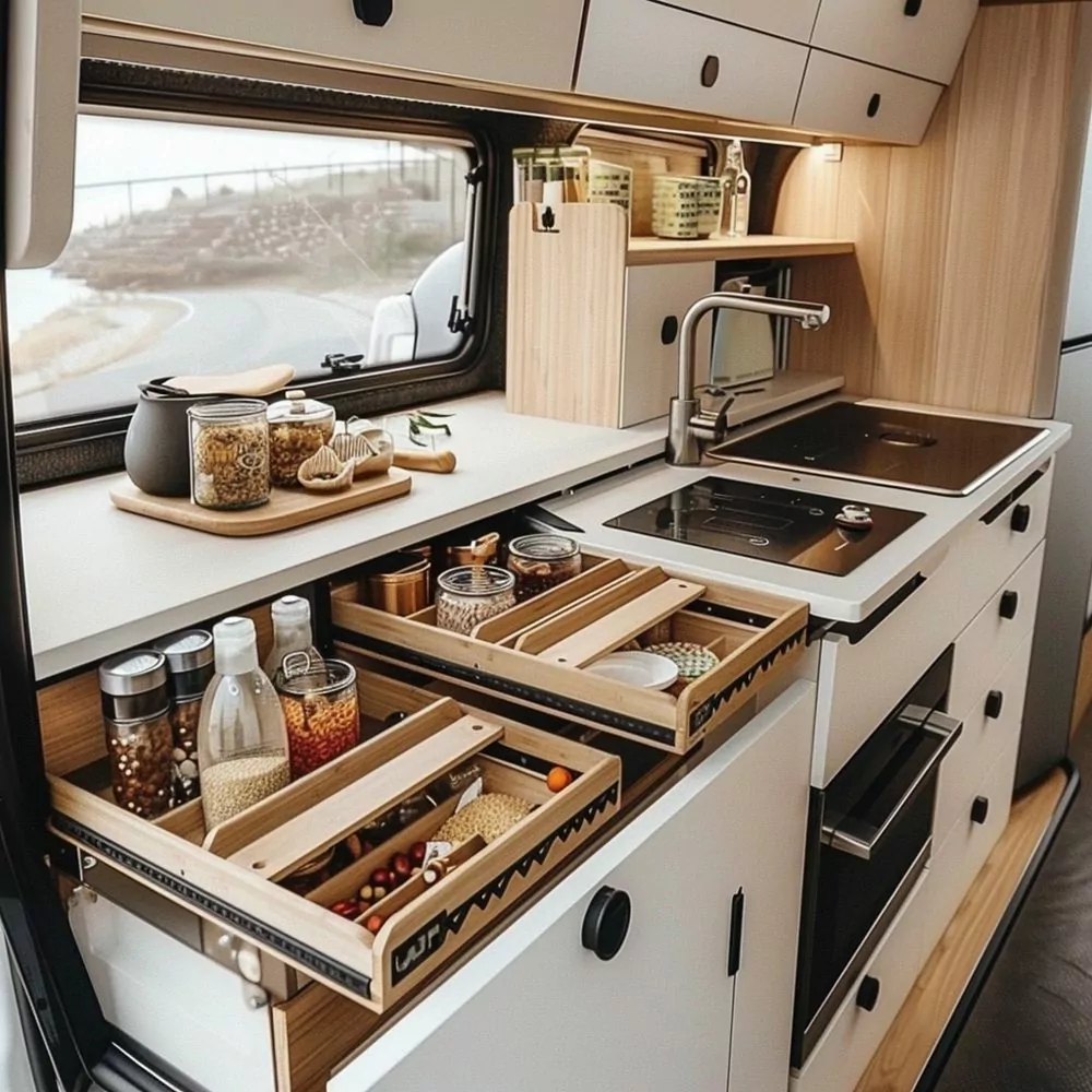 design a smart kitchen space in small camper 01