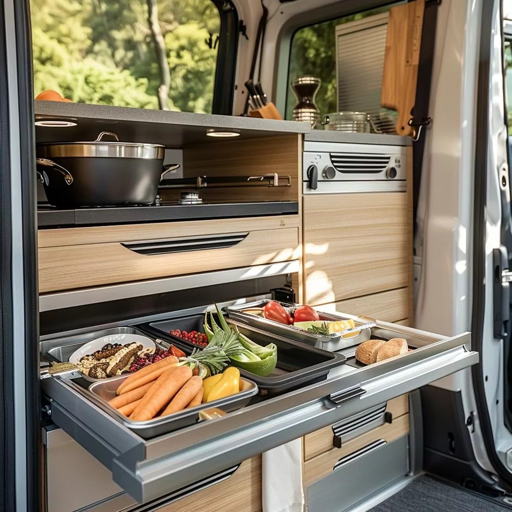 install space saving appliances in small camper 01