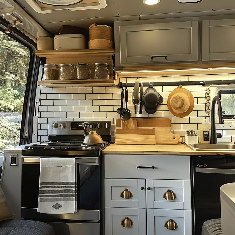 install space saving appliances in small camper 03