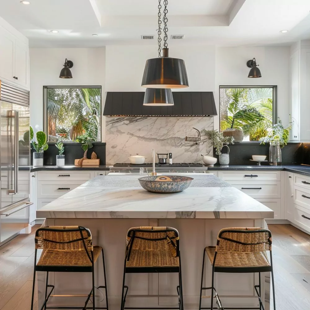 modern kitchen in ryan reynolds' beverly hills estate