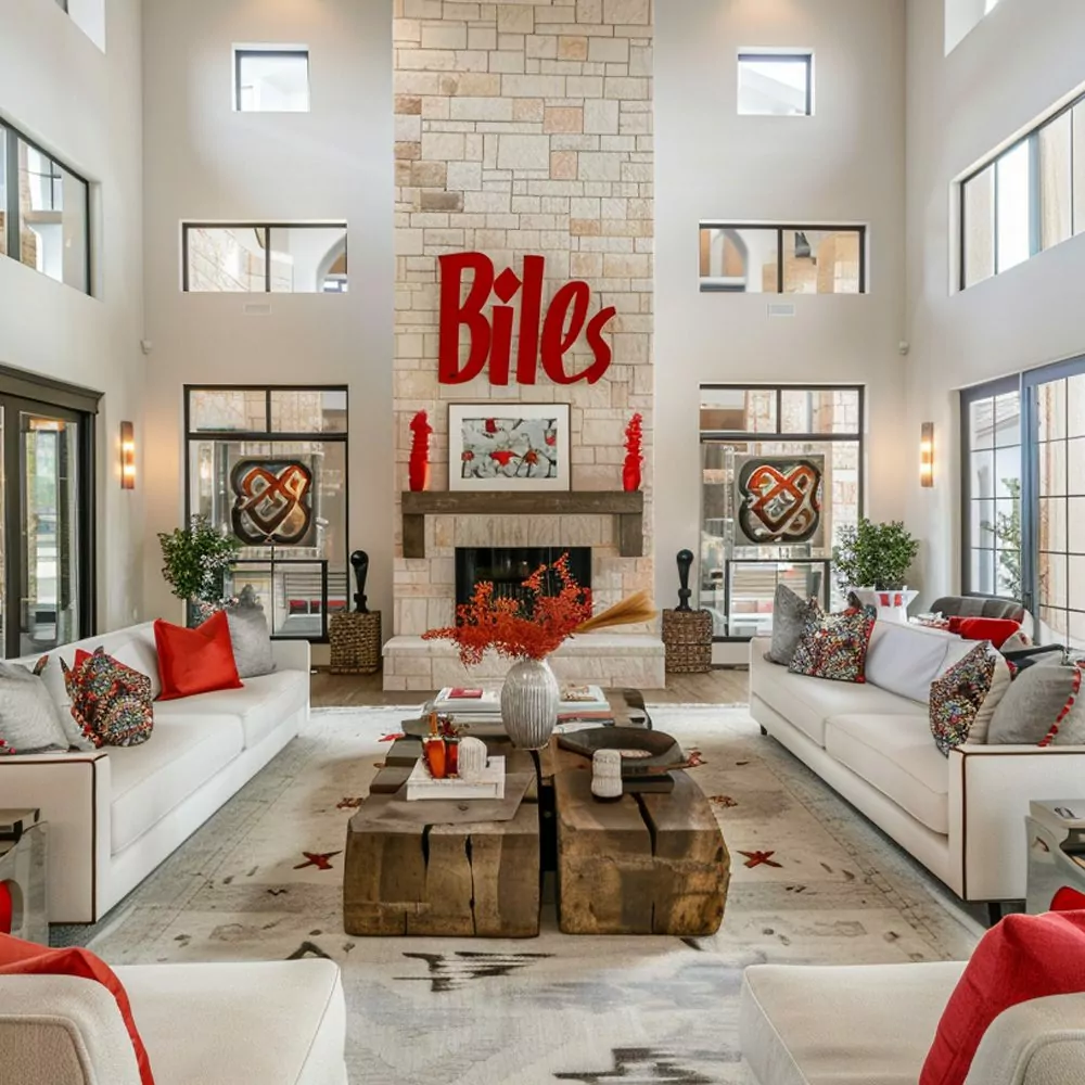 spacious living areas in simone biles' texas home