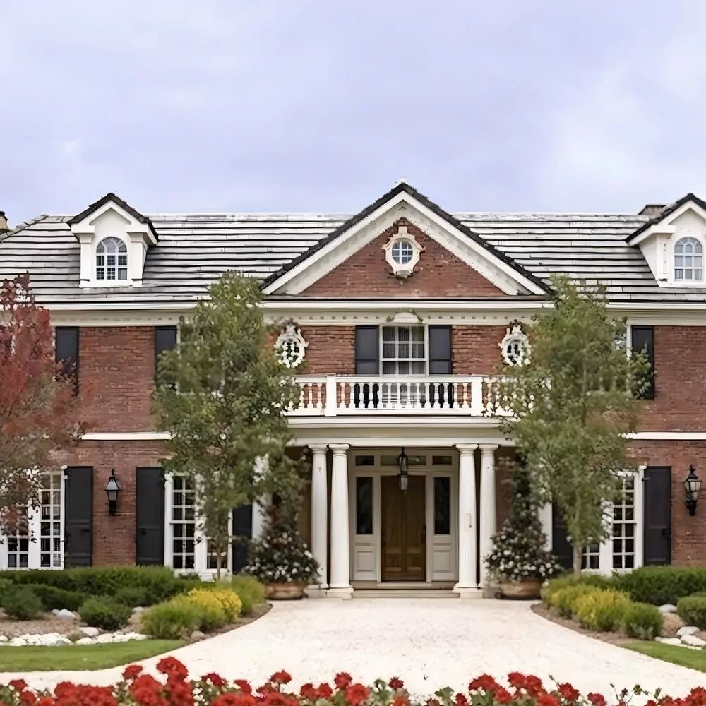 01 elegant georgian style mansion exterior in cherry hills