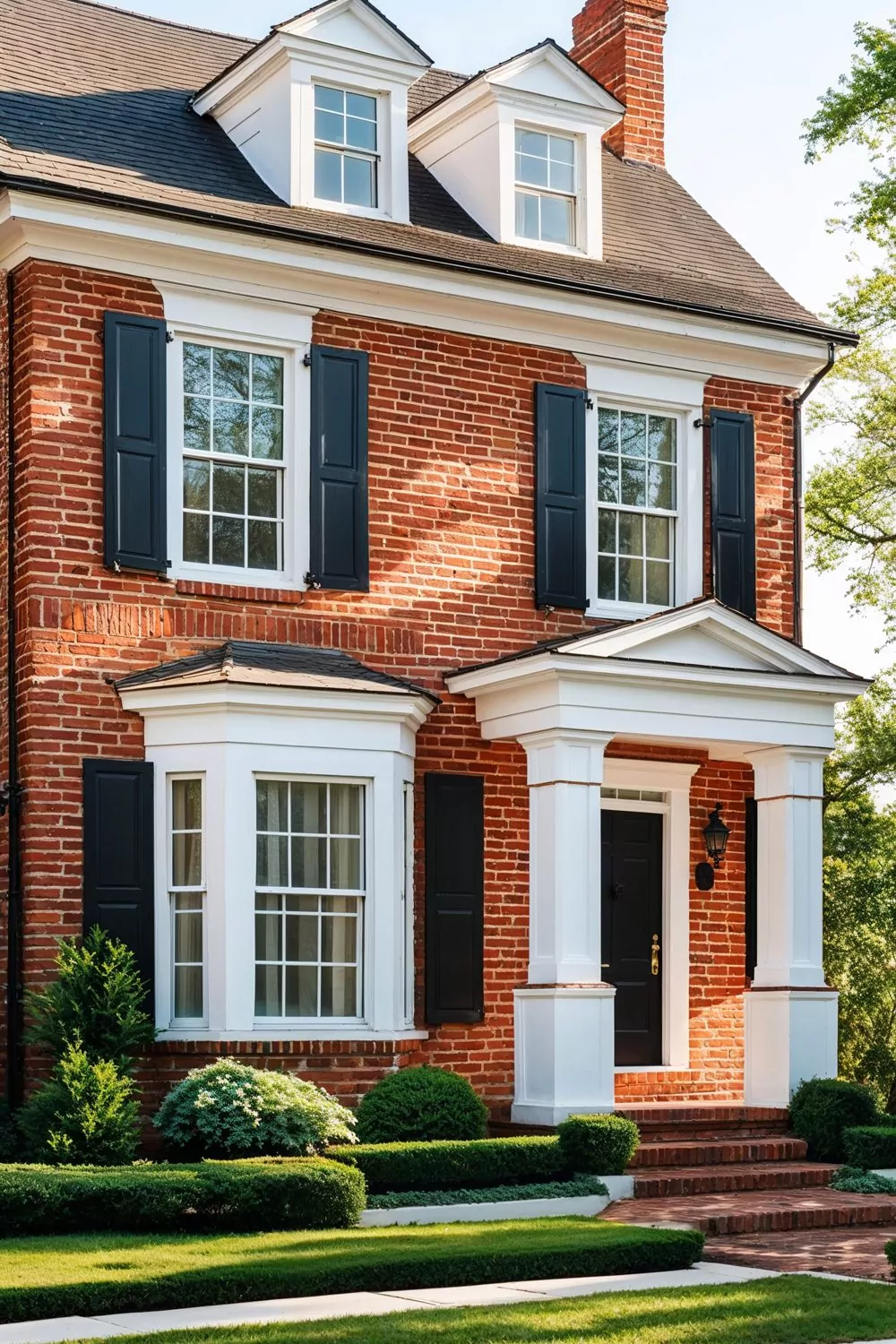 soft white paint accents for red brick homes
