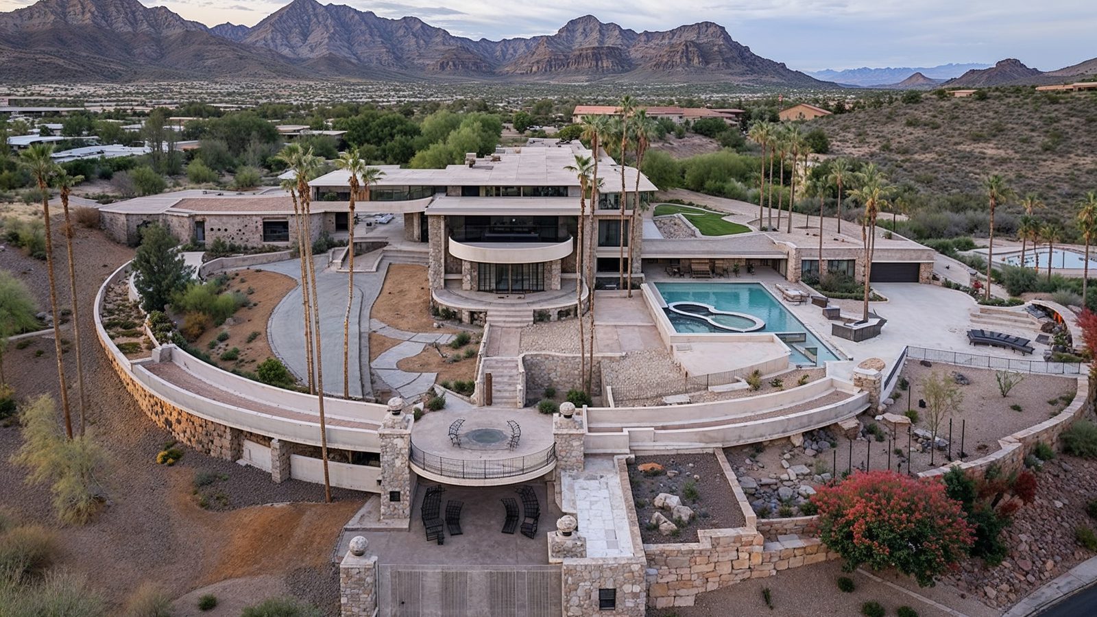 aerial view of walker mccune mansion