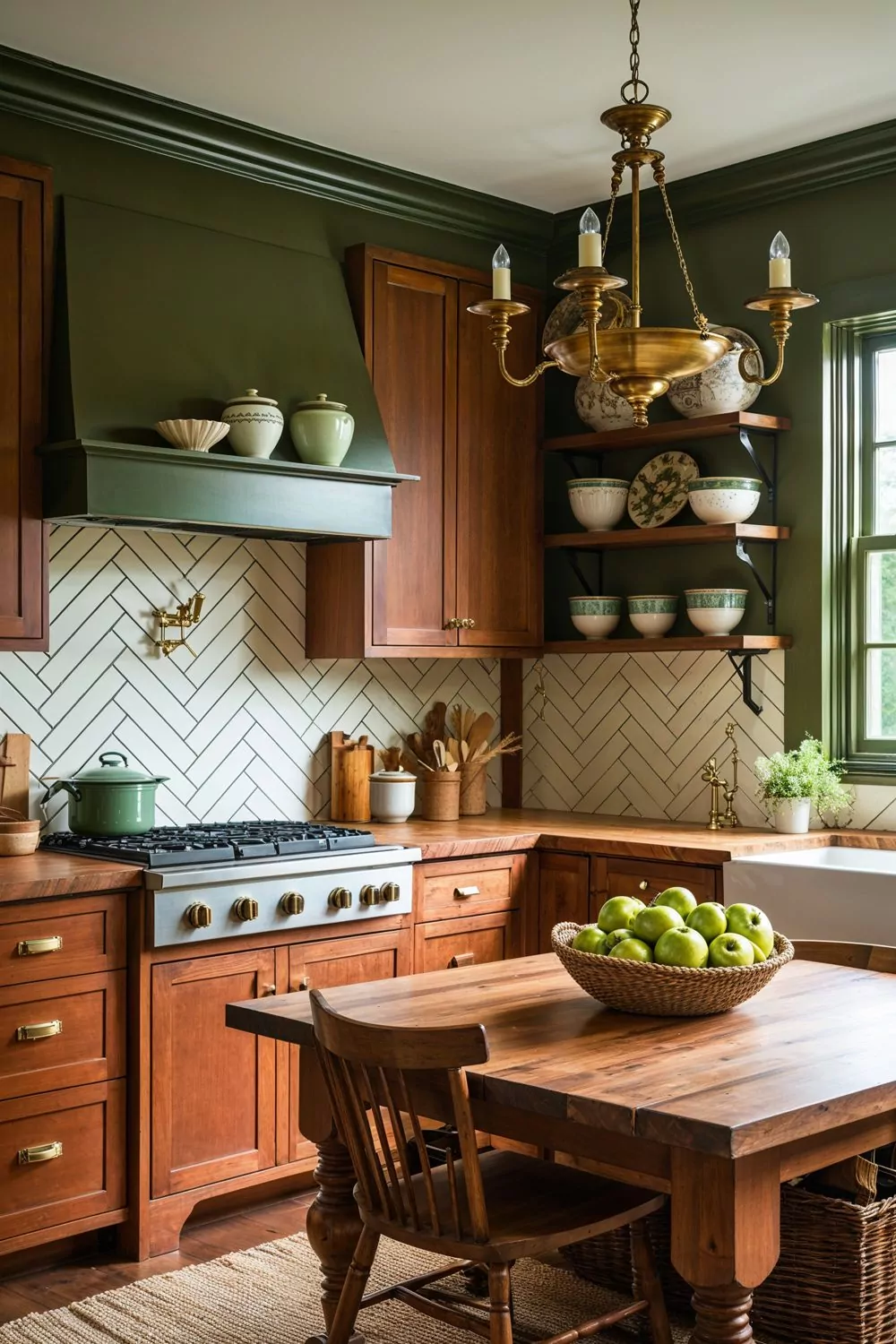 Deep Olive Green Kitchen Walls For A Cozy And Earthy Feel
