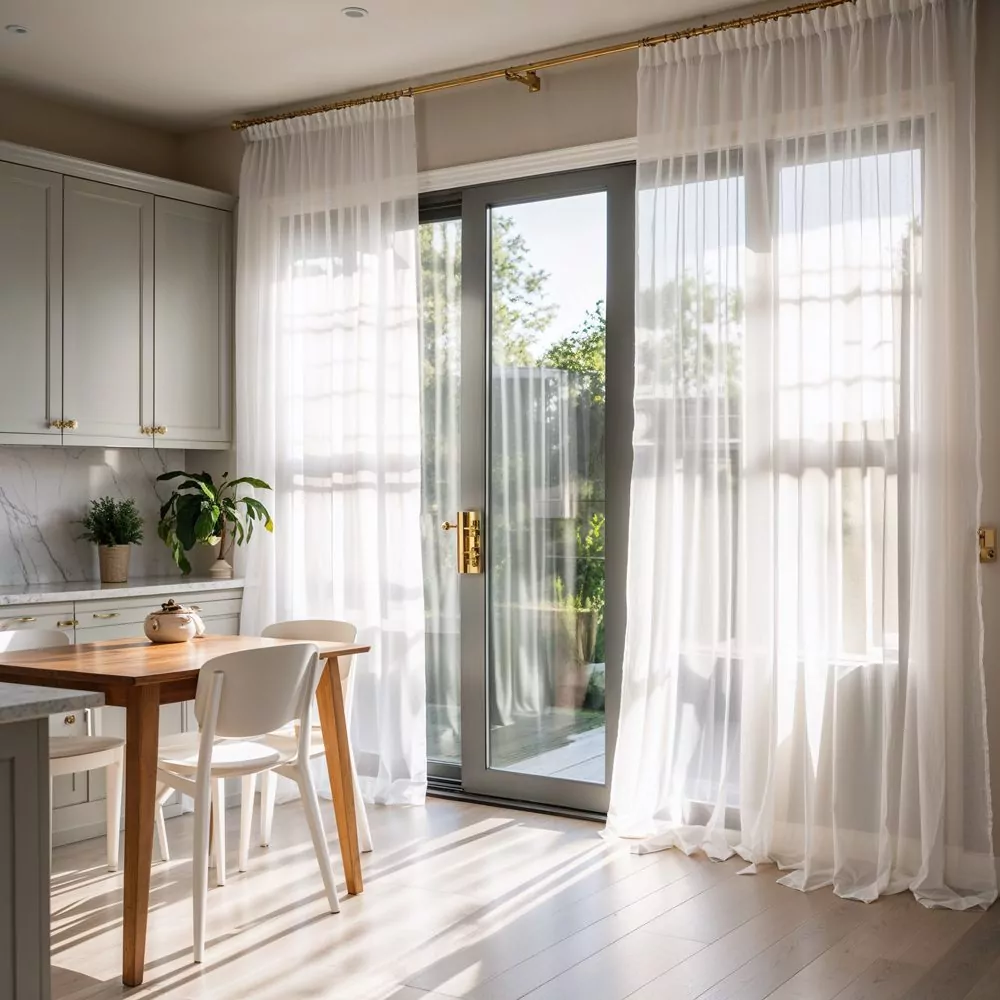 elegant sheer curtains for kitchen sliding glass doors
