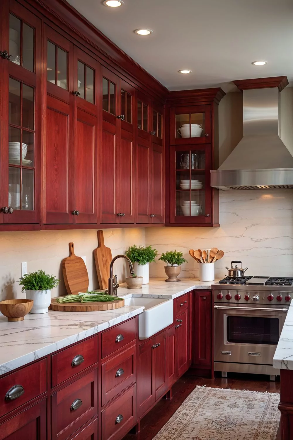 Soft Greige Kitchen Walls That Complement Cherry Cabinets