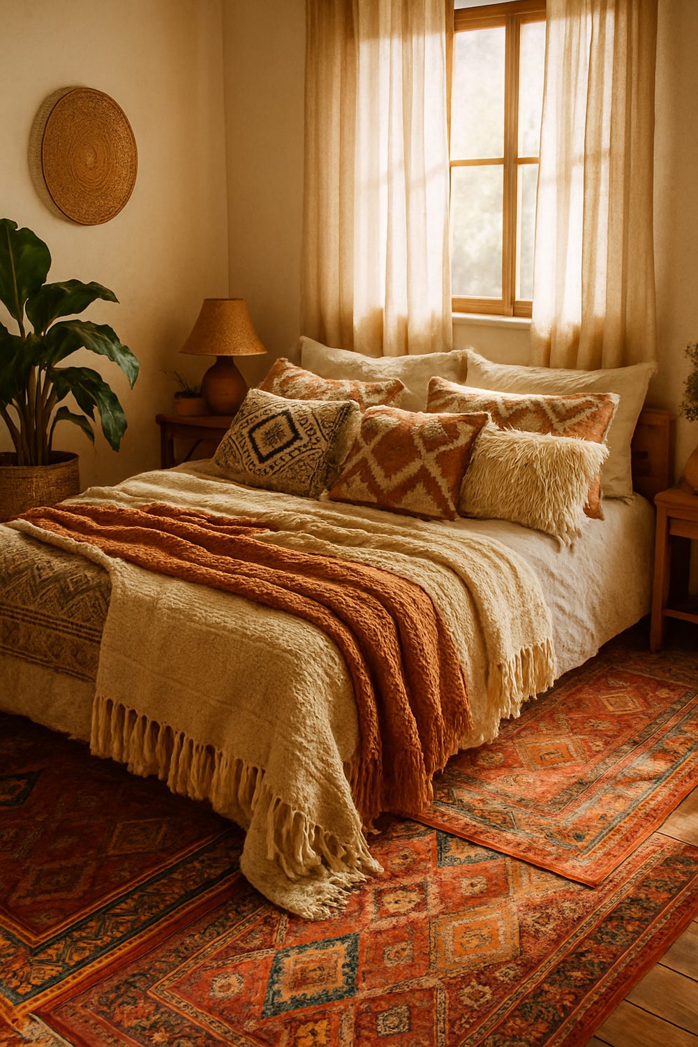 Layered Textiles Pattern Mixing Boho Bedroom