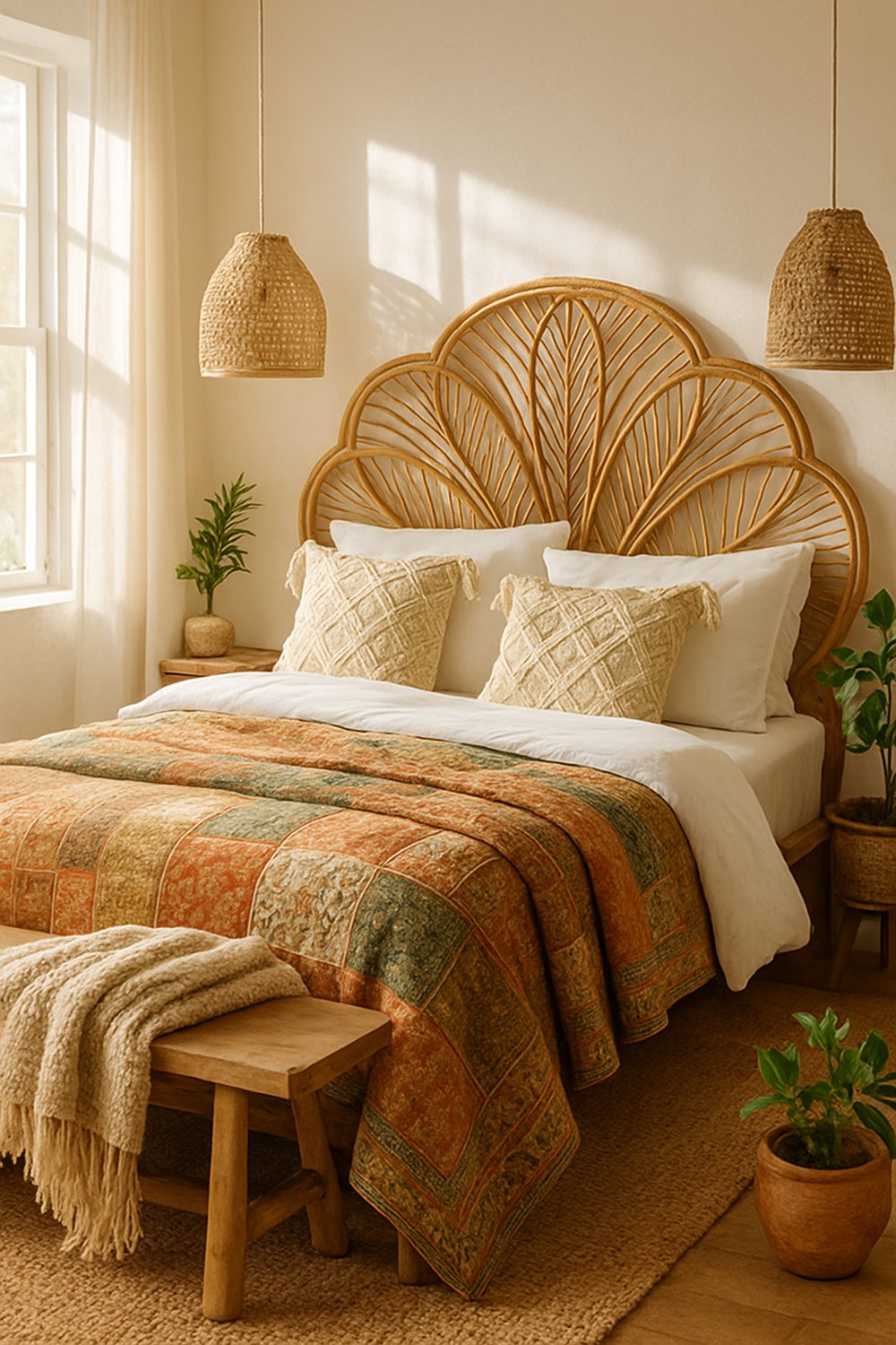 Boho Bedroom Rattan Wicker Headboard Focus