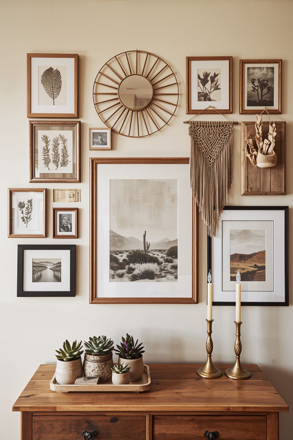 Eclectic Boho Gallery Wall Mix Art Prints Mirrors