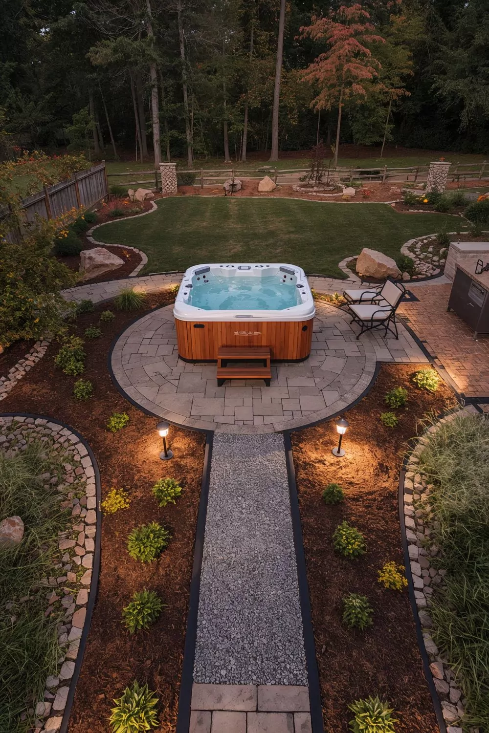 Freestanding Hot Tub As Stunning Backyard Centerpiece