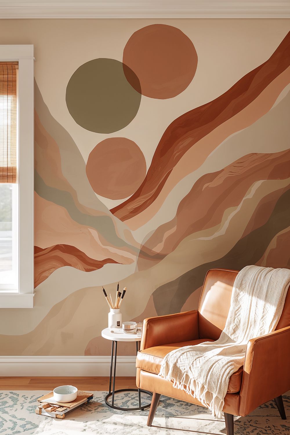 Hand Painted Boho Wall Mural Geometric Patterns DIY