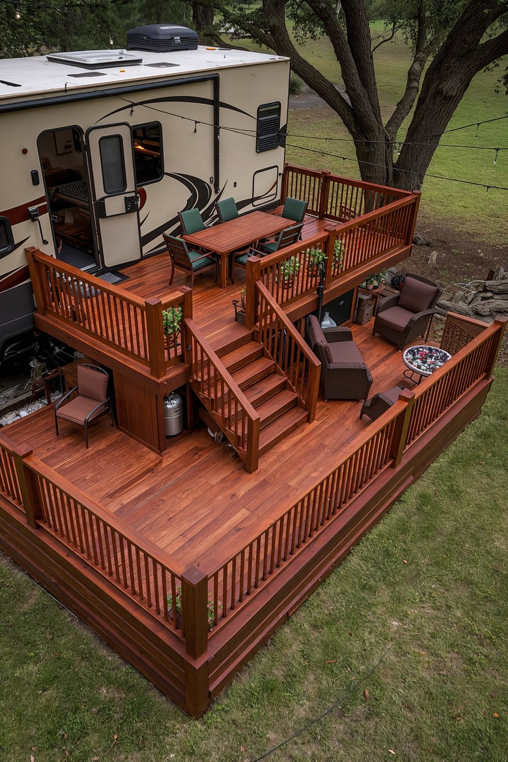 Multi Level RV Deck With Smart Built In Storage Solutions