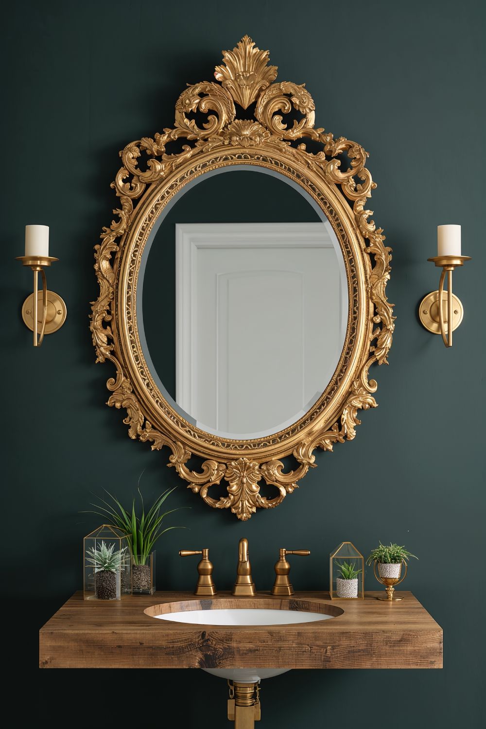 Ornate Vintage Mirror Boho Bathroom Wall Decor Gold