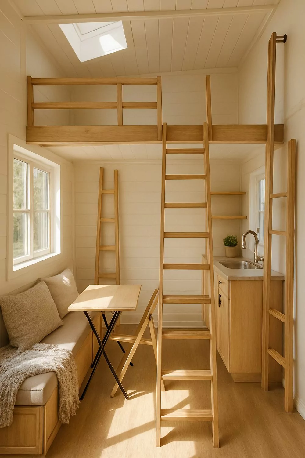 Removable Portable Loft Ladder For Tiny House Space Saving