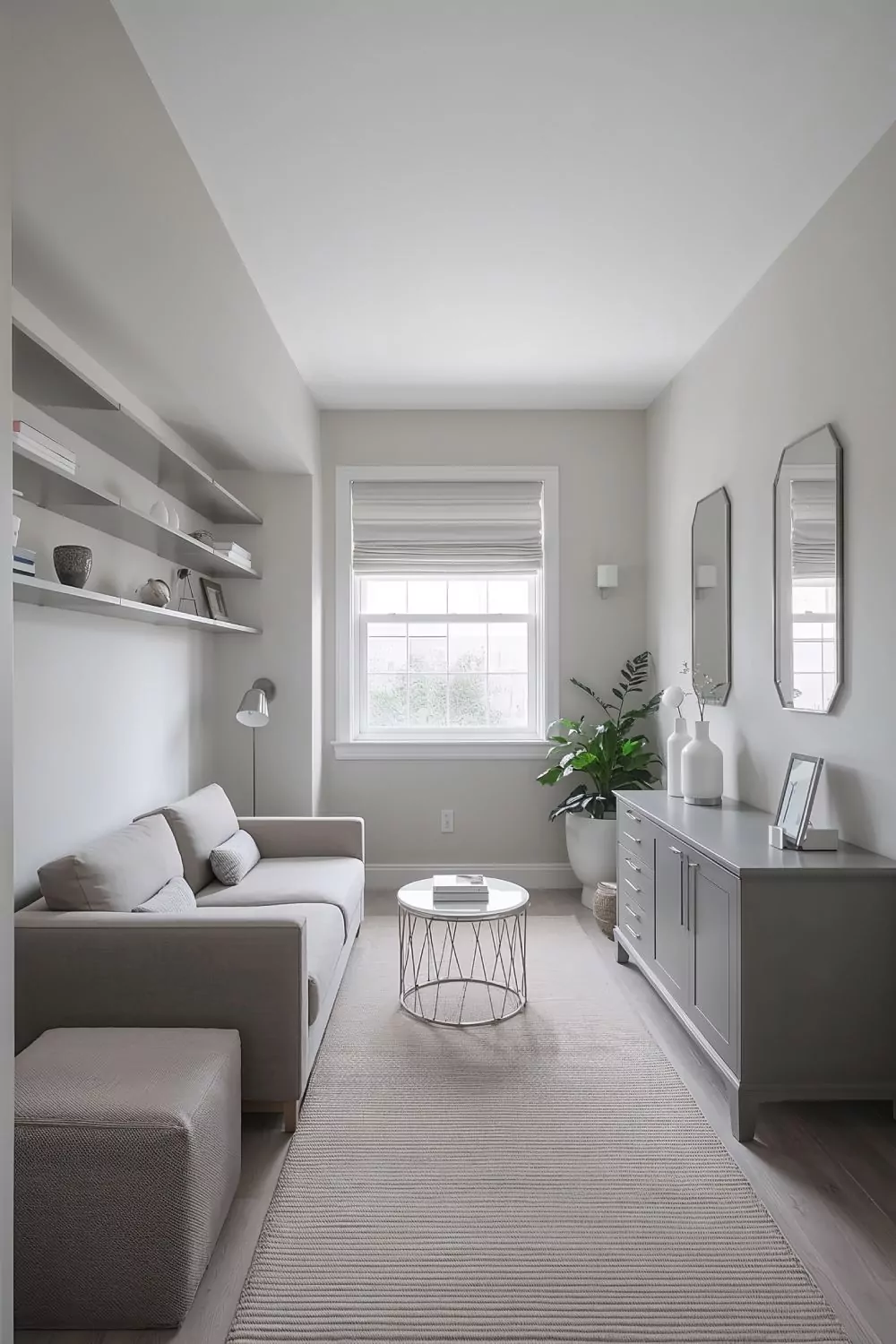 Compact Grey Living Room With Smart Space Saving Solutions