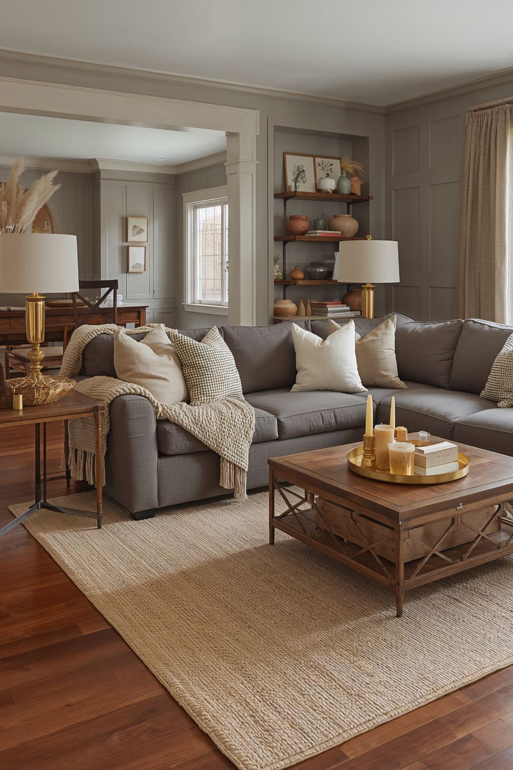 Cozy Warm Greige Living Room With Natural Textures