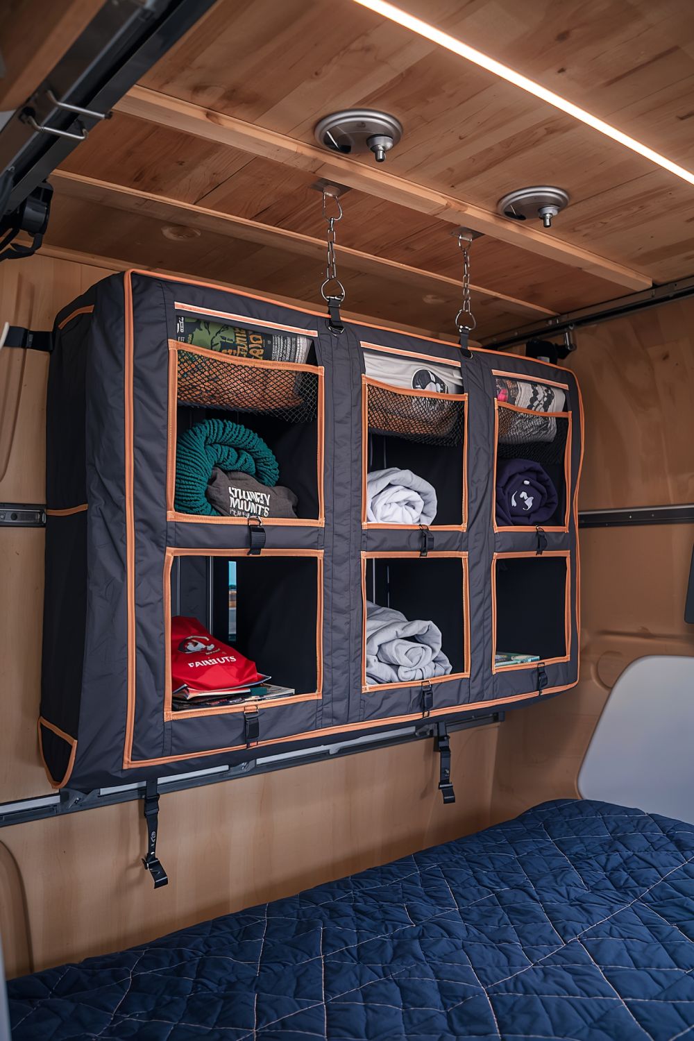 Overhead Soft Storage Shelves For Camper Vans