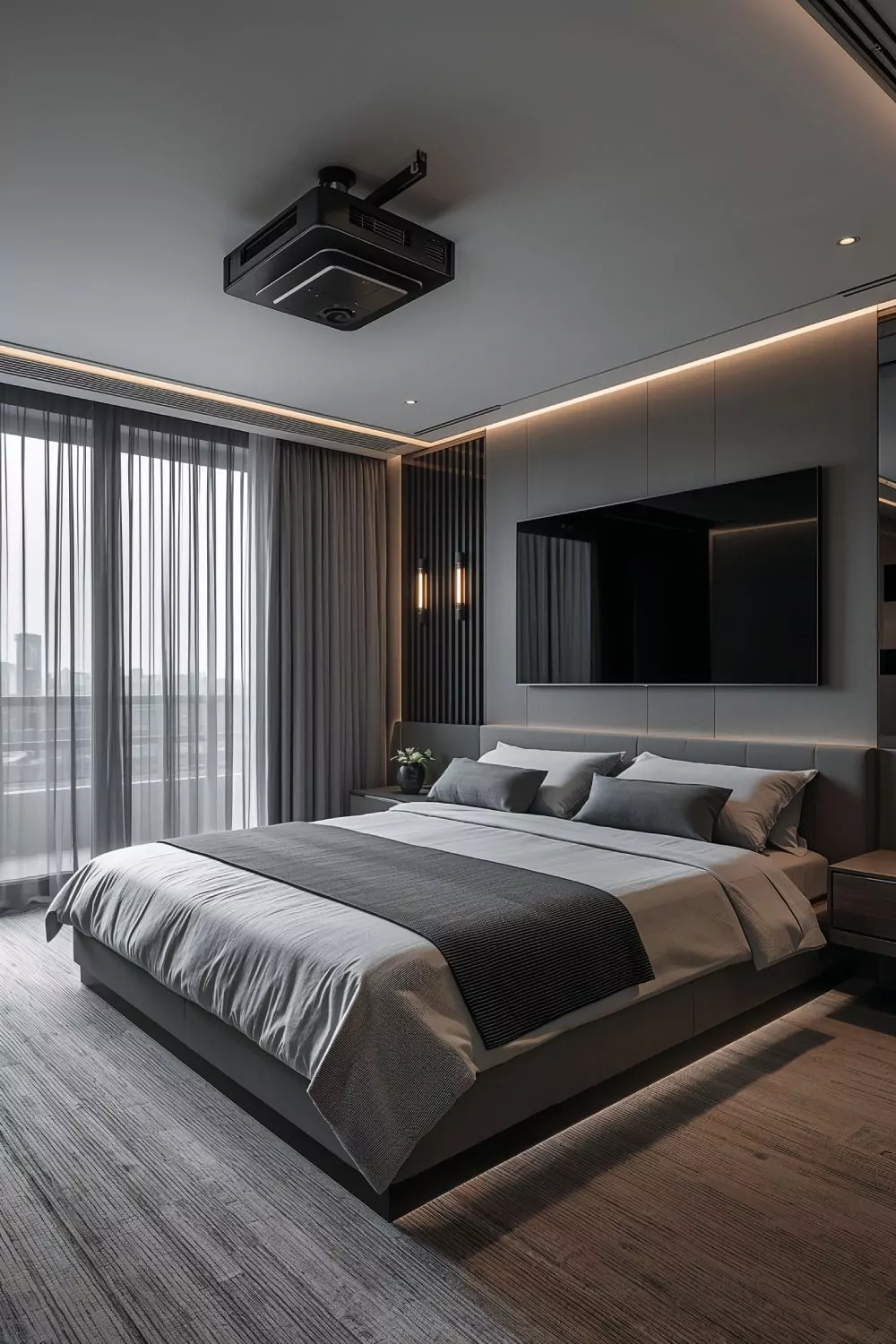 Smart Men's Bedroom With Tech Integration And Modern Gadgets