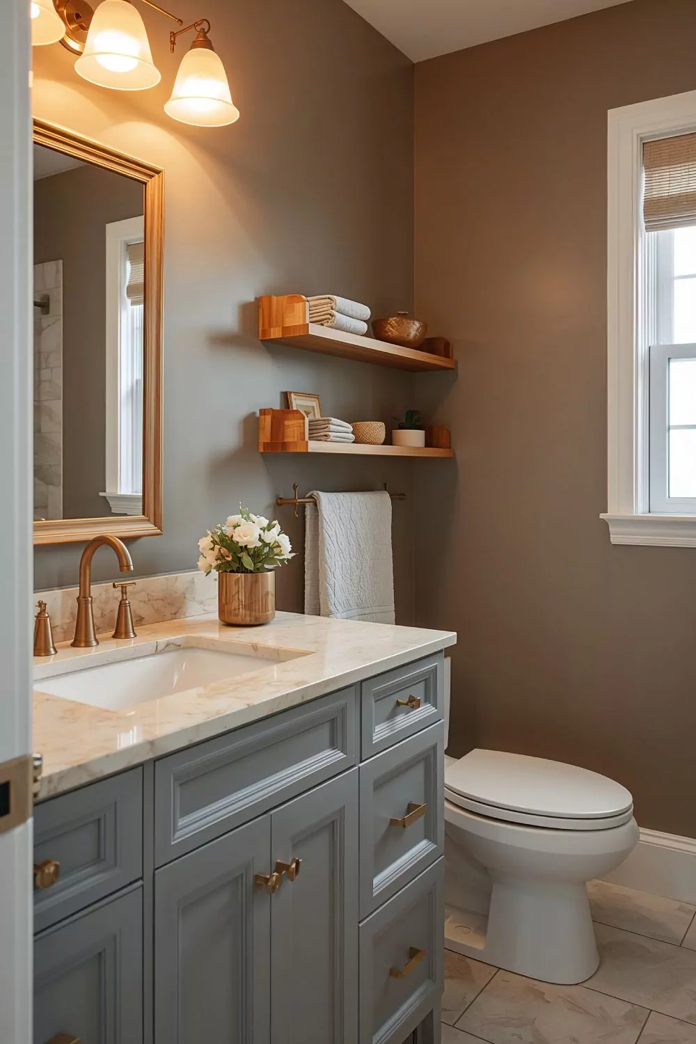 Taupe Greige Bathroom Walls With Gray Vanity Ideas
