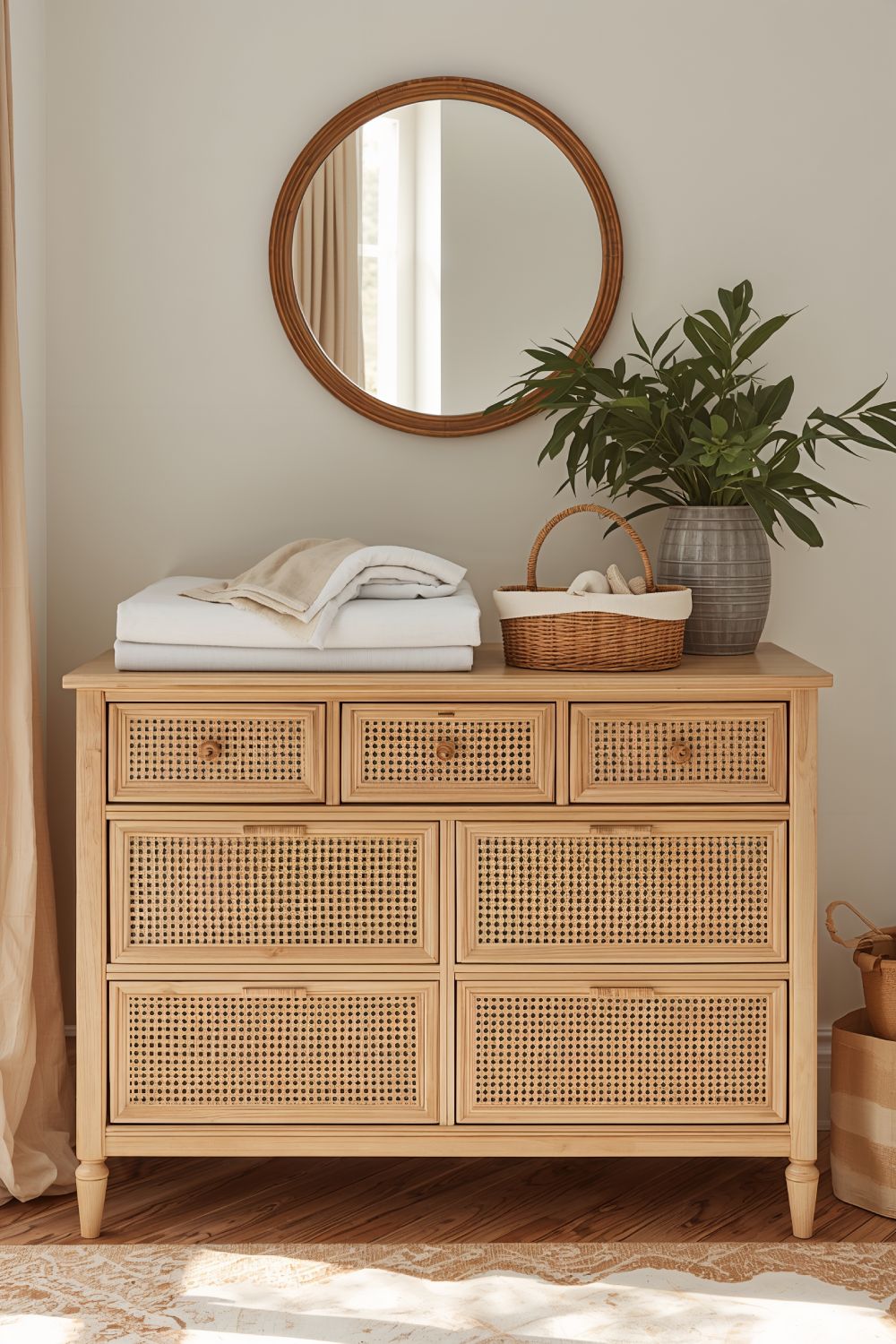 Cane Panel Dresser And Changing Table For Coastal Nursery
