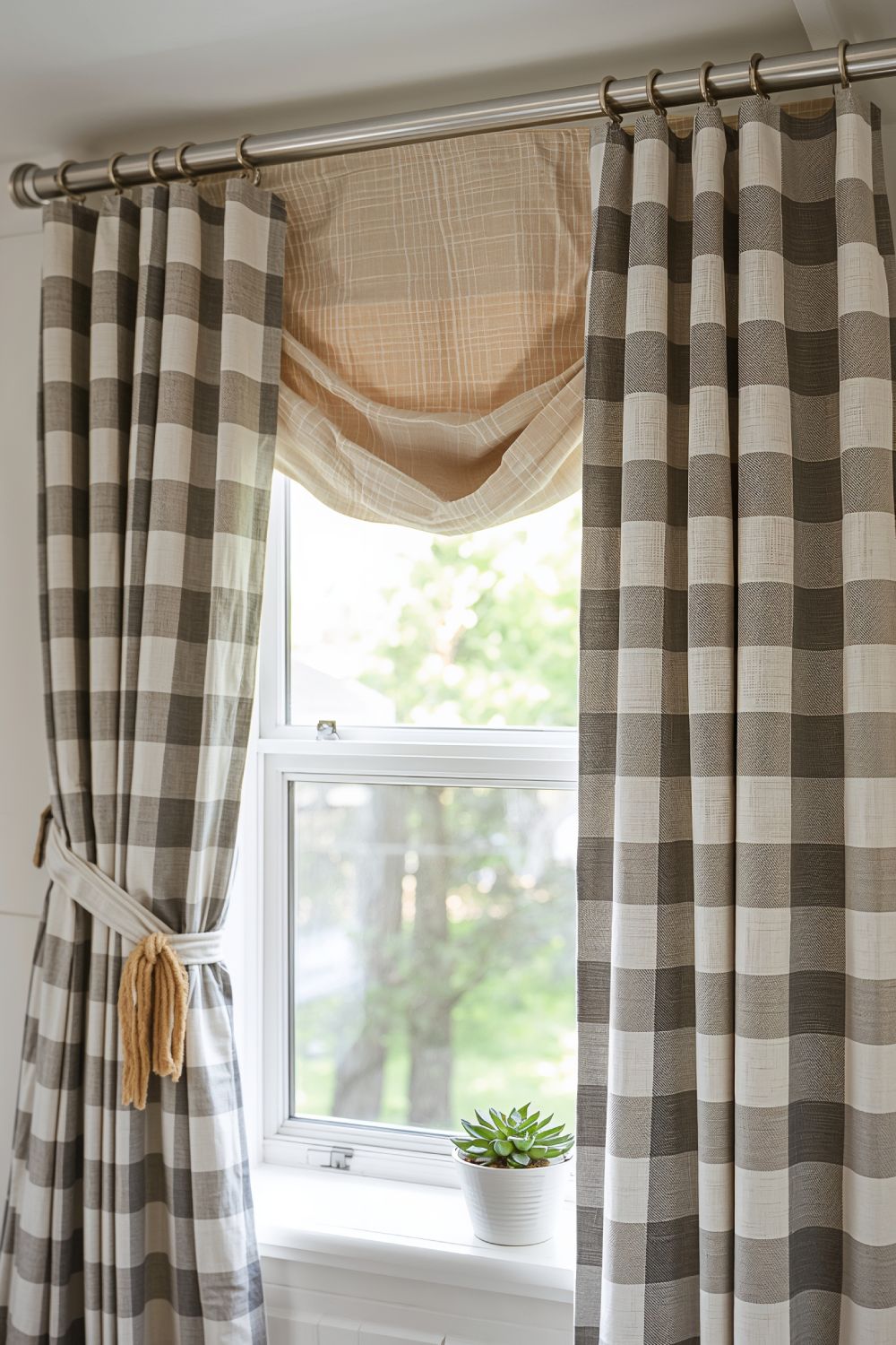 Farmhouse Gingham Curtains For Pop Up Camper Windows