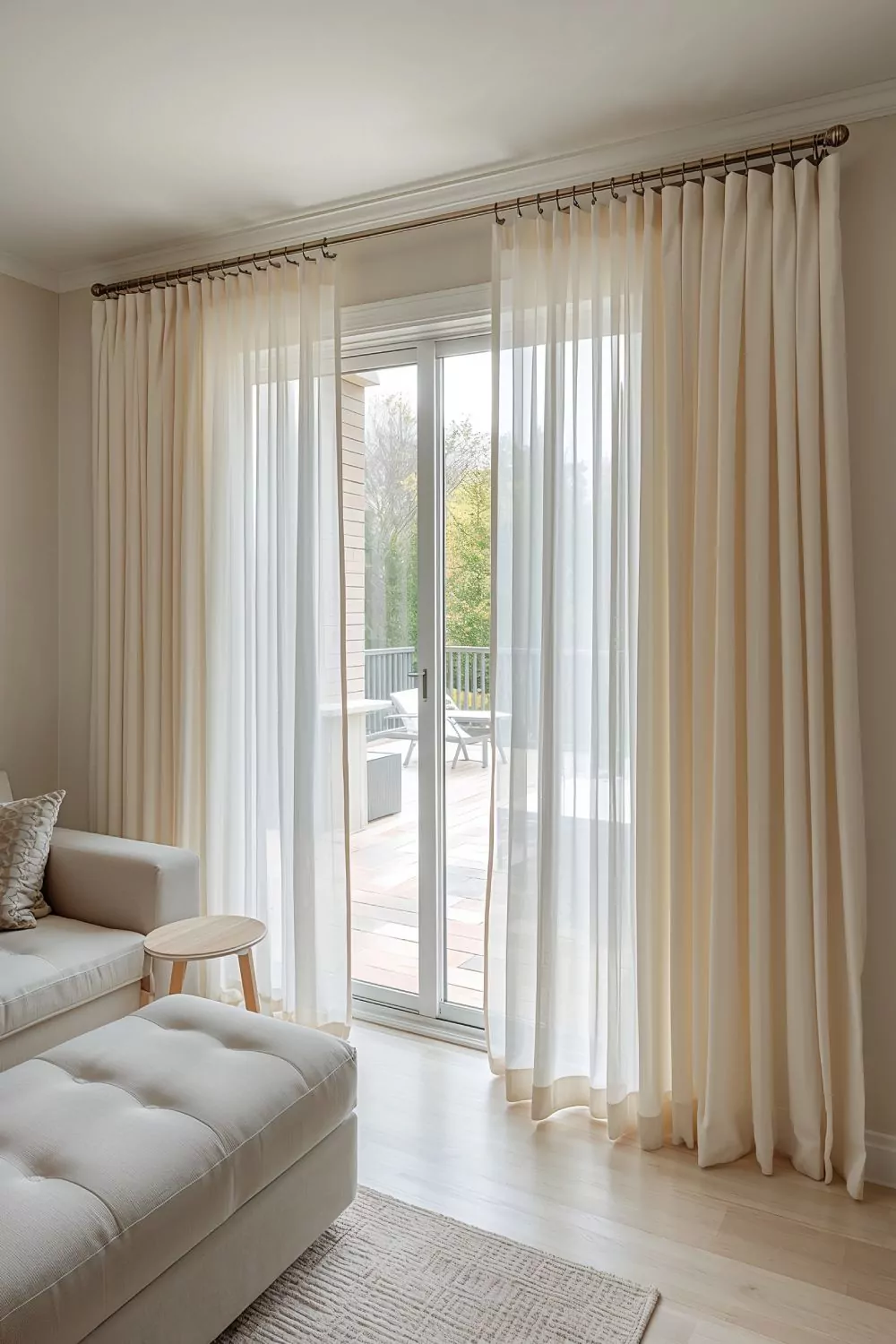 Layered Sheer And Blackout Curtains For Sliding Glass Doors