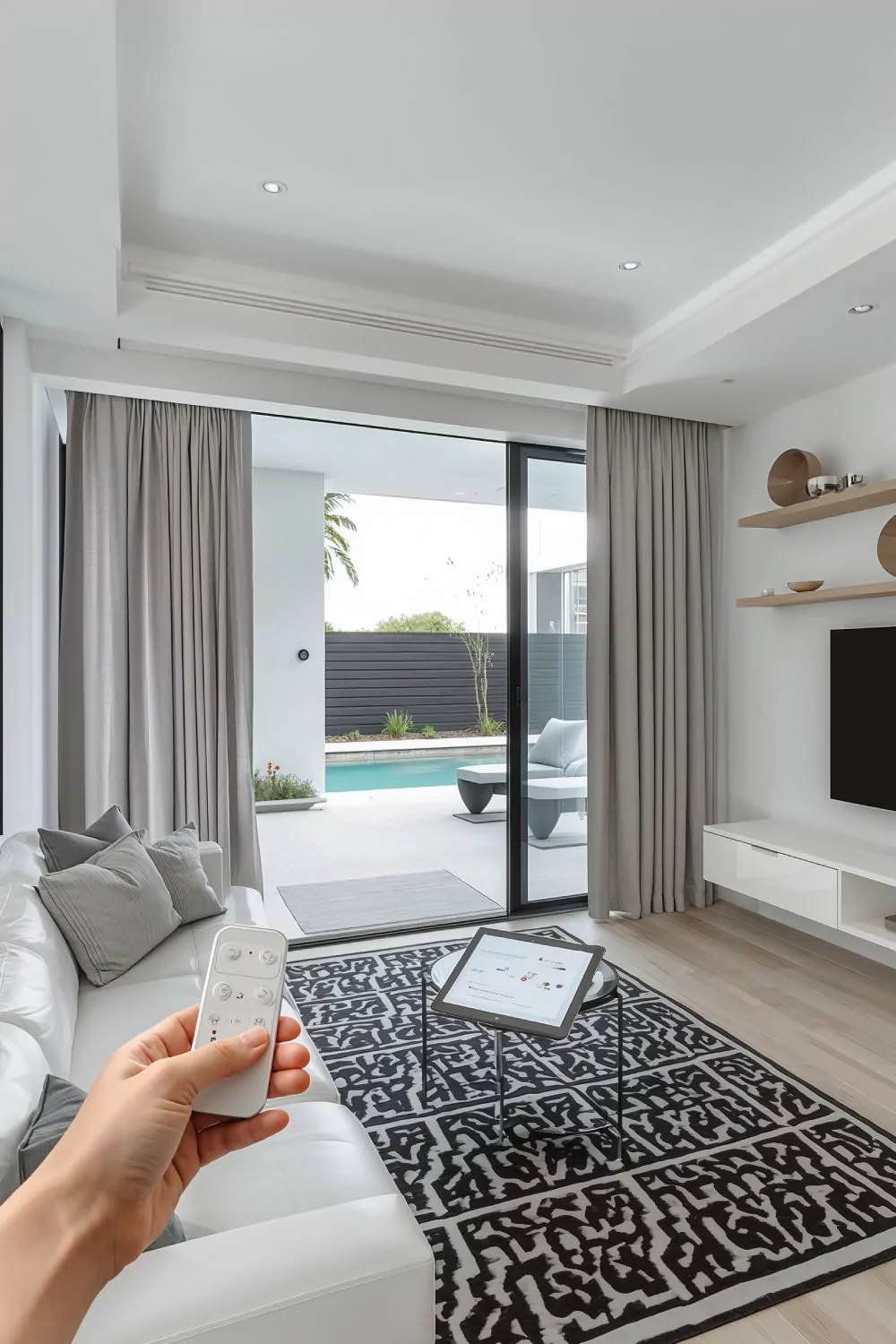 Motorized Smart Curtains For Sliding Glass Doors With Remote Control