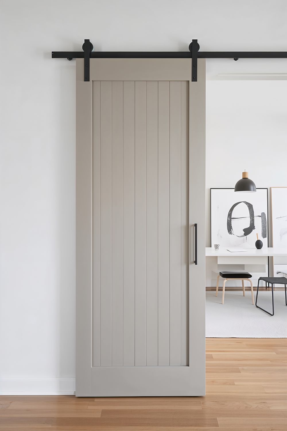 Modern Vertical Plank Barn Door With Matte Black Hardware Contemporary Style