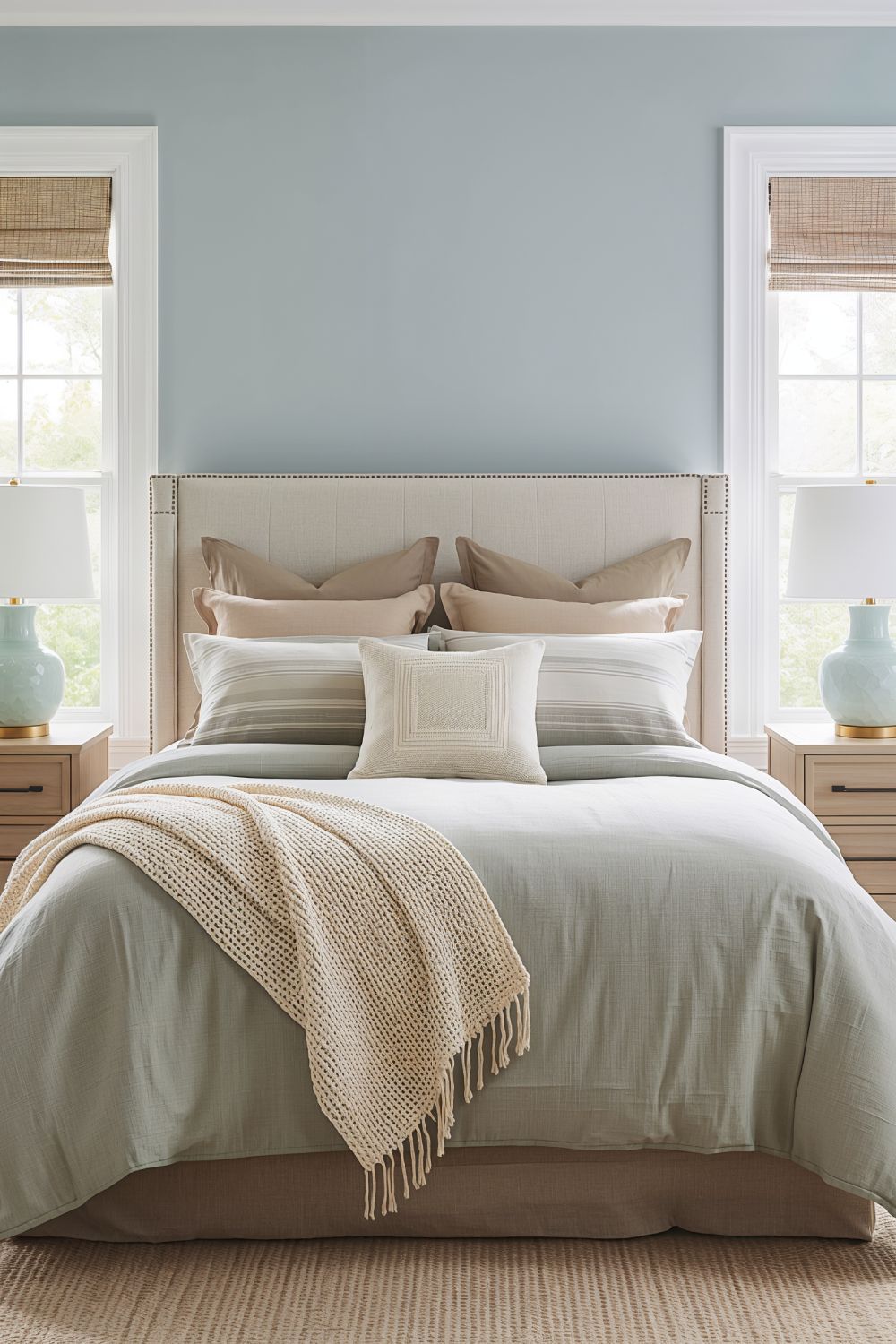 Seafoam Green And Beige Neutral Coastal Duvet Set