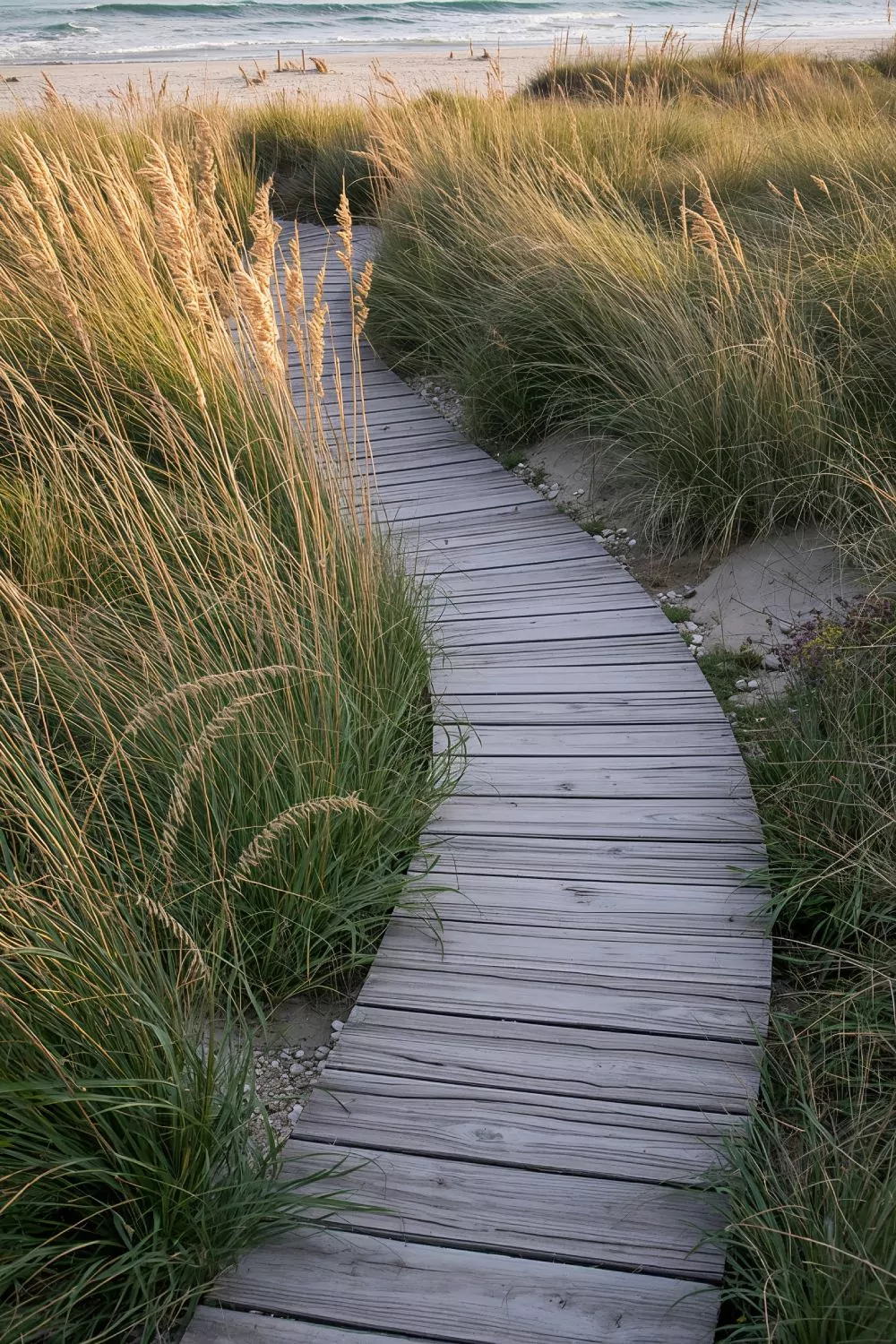 Coastal Dune Grass Pathway With Natural Beach Border