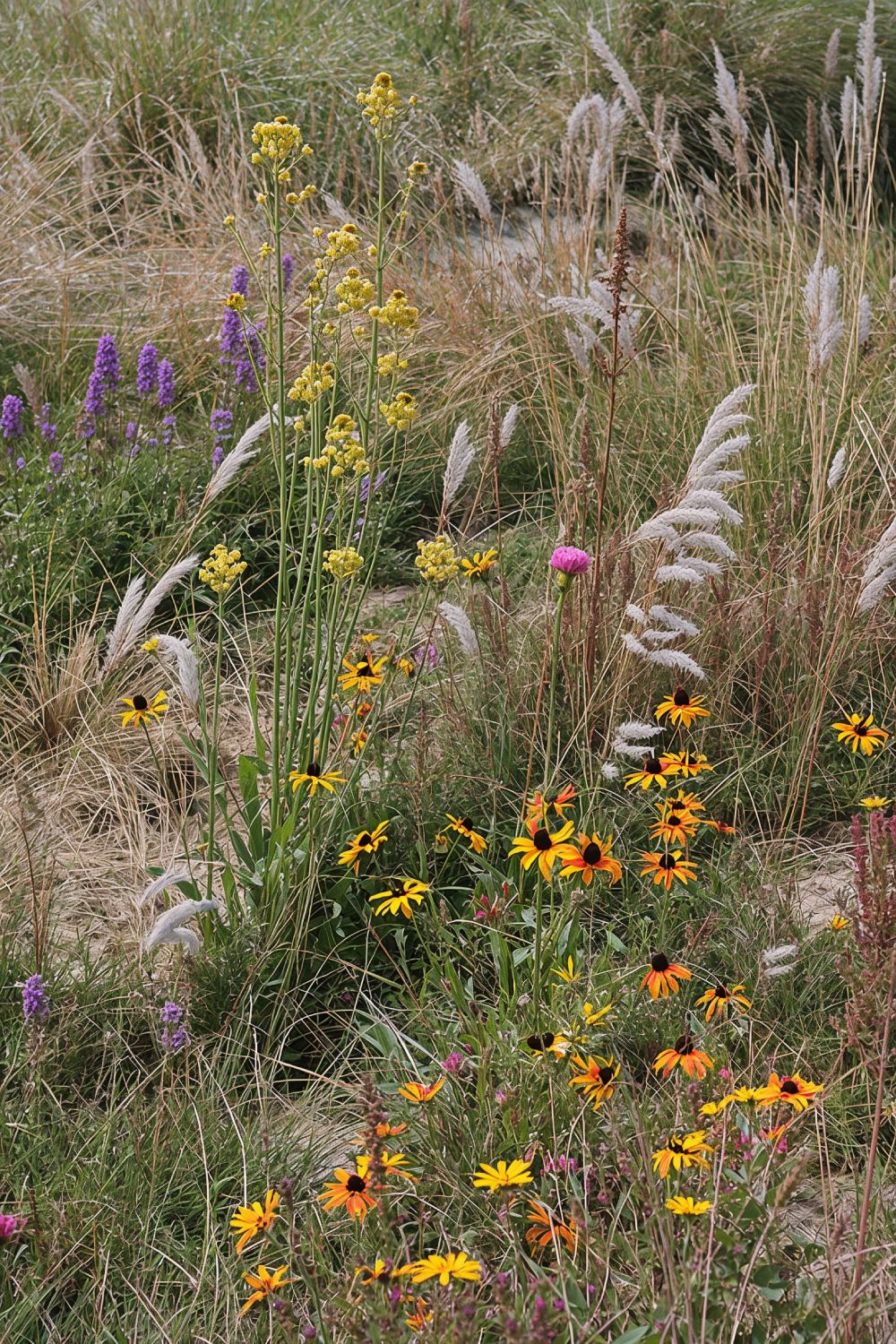 Coastal Wildflower Meadow With Native Beach Grasses