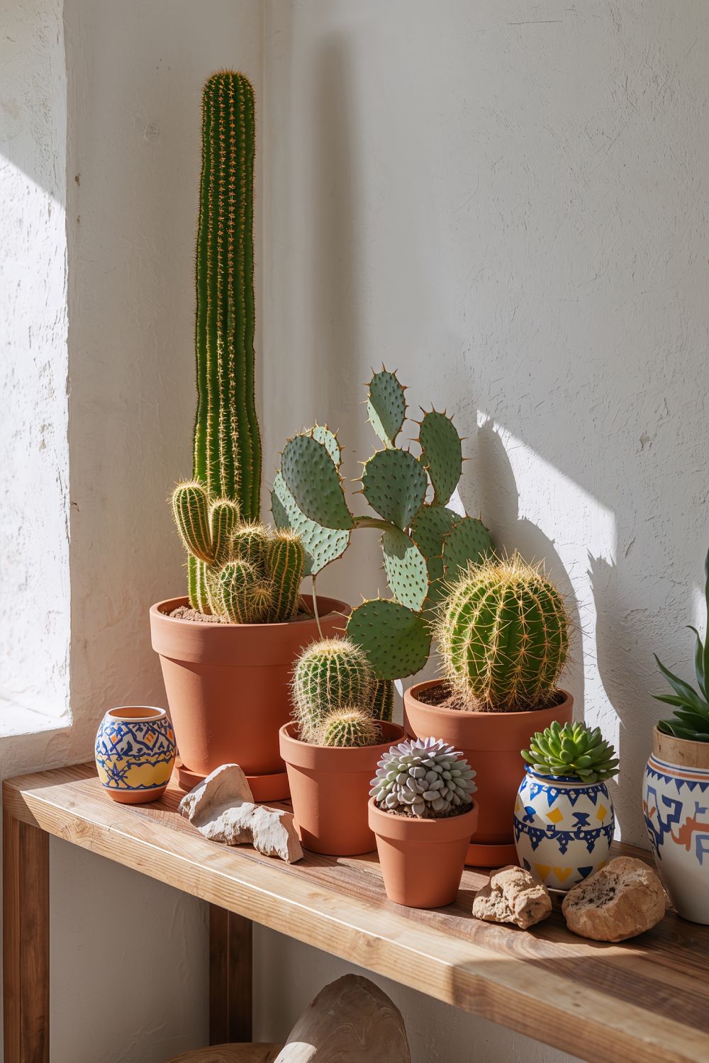 Desert Cactus And Succulent Garden Display In Southwest Interior