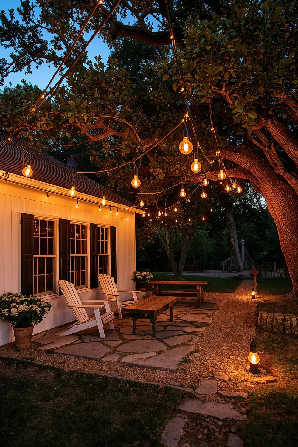 EDISON BULB STRING LIGHTS Creating Farmhouse Outdoor Ambiance At Night