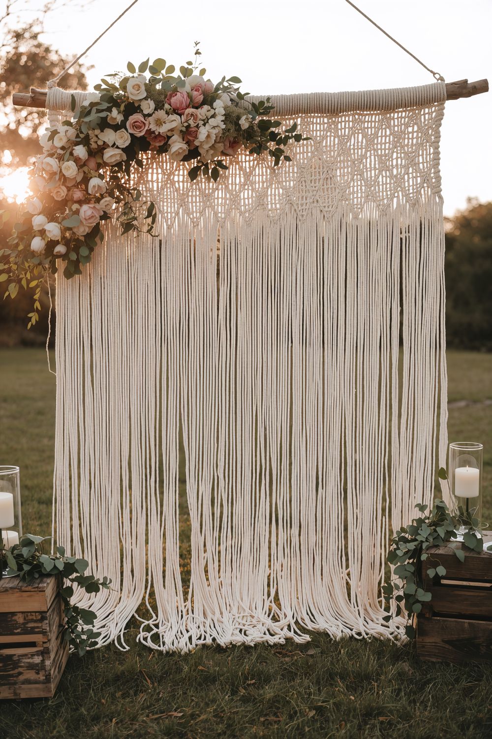 Handmade Macrame Curtain Backdrop For Boho Ceremonies