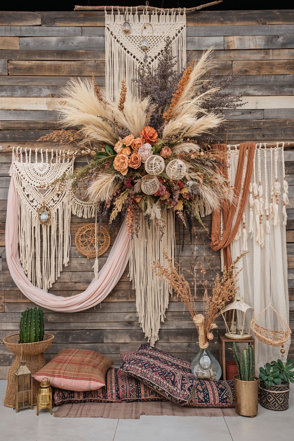 Layered Mixed Texture Boho Wall For Statement Events