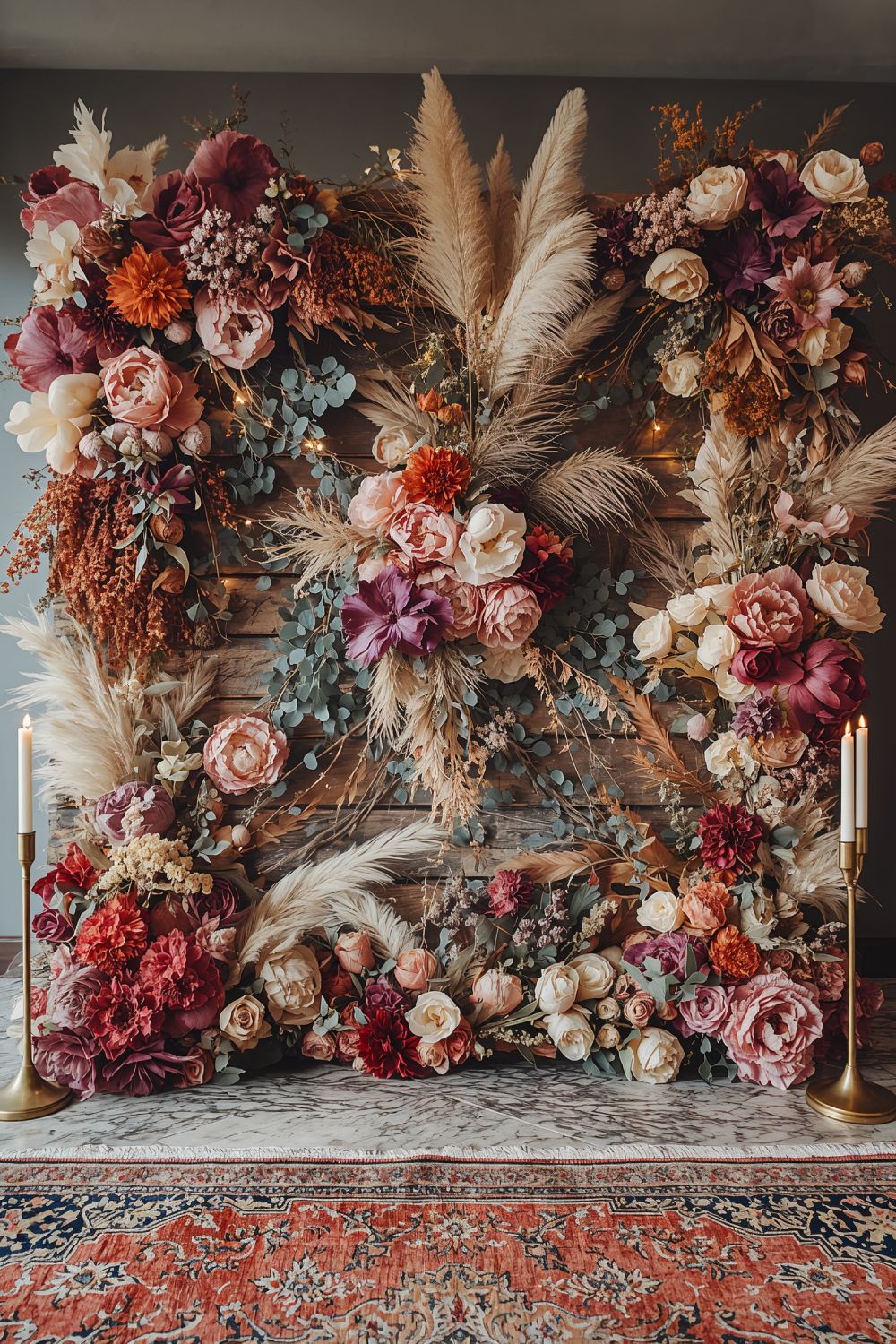 Luxury Dried Floral Tapestry Backdrop For Elegant Events