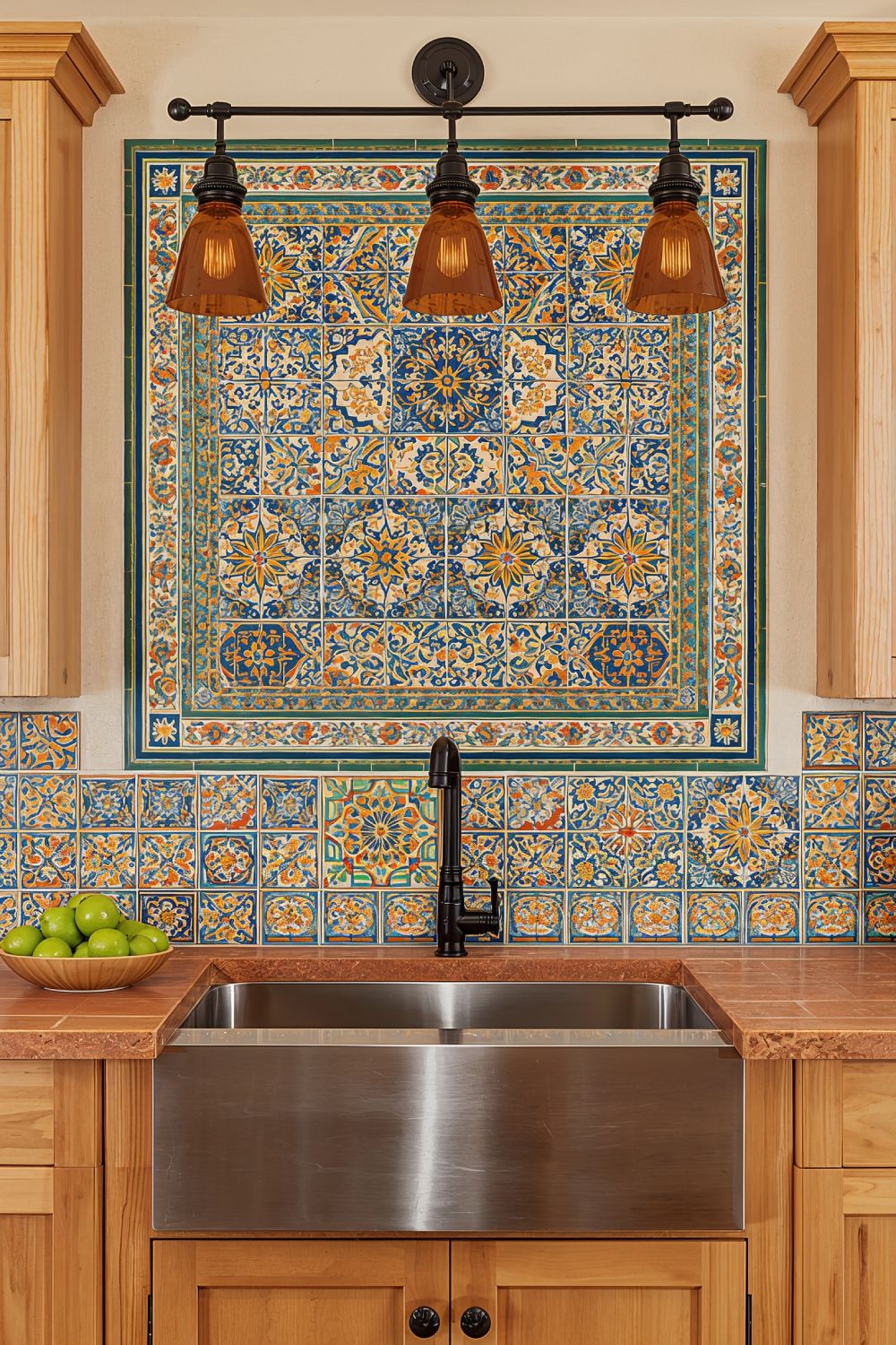 Mexican Talavera Tile Backsplash In Southwestern Kitchen Design